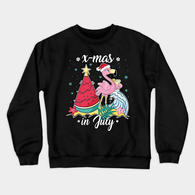 Christmas in July "X-mas In July " Funny Flamingo Crewneck Sweatshirt by FloraLi